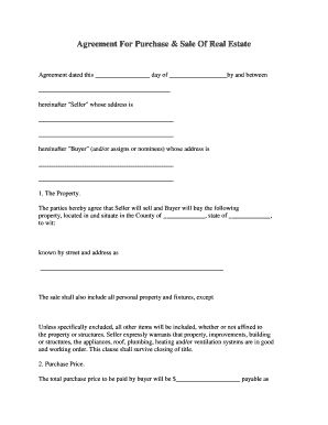 Purchase and Sale Agreement for Real Estate