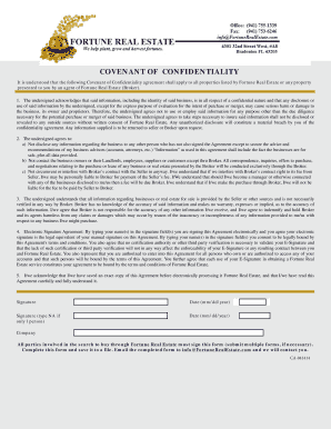 Fortune Real Estate Confidentiality Covenant