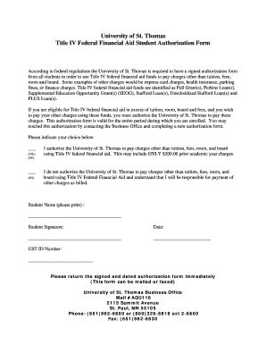 Title IV Federal Financial Aid Authorization Form