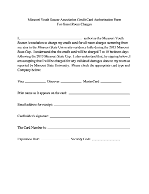 Missouri Youth Soccer Credit Card Authorization