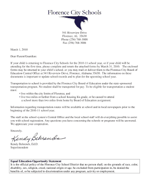 Florence City Schools Registration Form
