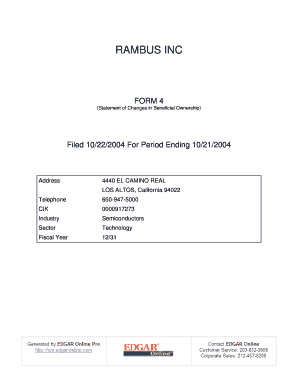 Form 4 Statement of Changes in Beneficial Ownership
