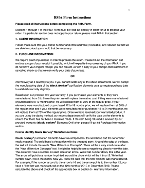 RMA Form Instructions