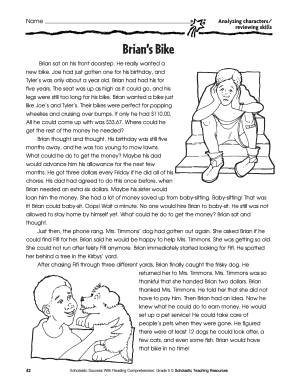 Brian's Bike Reading Comprehension Worksheet