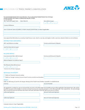 ANZ Trade Finance Loan Rollover Application