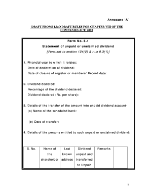 Form 8.1 Statement of Unpaid or Unclaimed Dividend