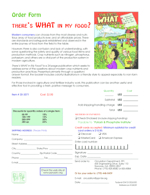 Order Form for There’s WHAT in My Food?