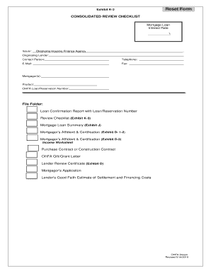 Oklahoma Housing Finance Agency Mortgage Loan Affidavit