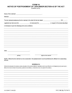 Notice of Postponement of Lien