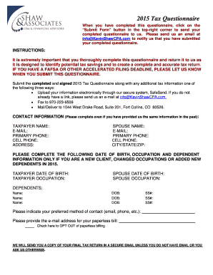 2015 Tax Questionnaire