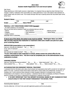 Student Health Registration Form