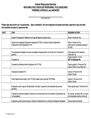New Employee Checklist for Parishes, Schools, and Agencies