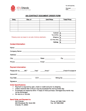 AIA CONTRACT DOCUMENT ORDER FORM - AIA Orlando