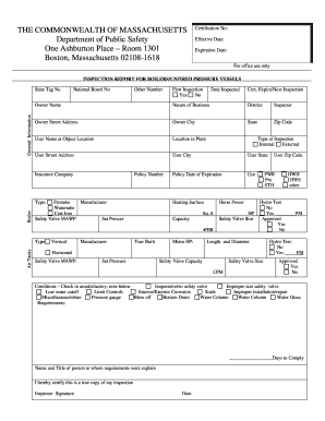 Massachusetts Boiler Inspection Report