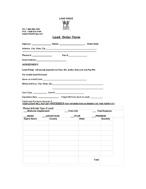 Lead Order Form