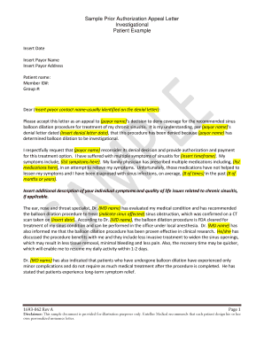 Prior Authorization Appeal Letter for Sinus Balloon Dilation