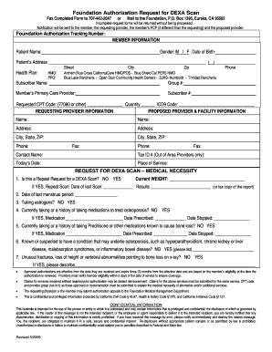 Foundation Authorization Request for DEXA Scan