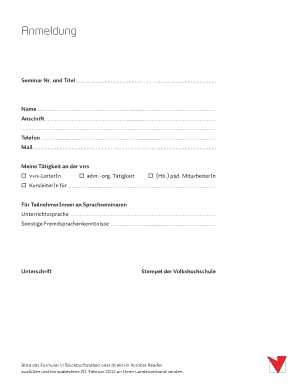 Anmeldung für VHS Seminar