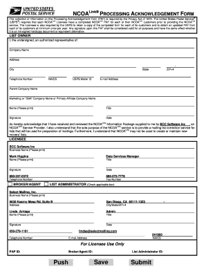 NCOALink Processing Acknowledgement Form