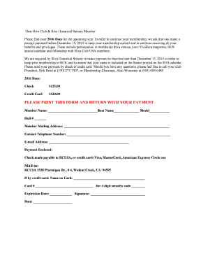 Riva Club Membership Dues Payment Form