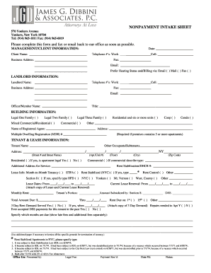 Nonpayment Intake Sheet