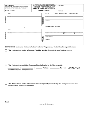 New Jersey Workers' Compensation Motion Response