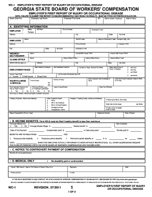 Georgia Employer's First Report of Injury or Occupational Disease