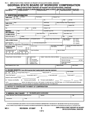 Georgia Employer's First Report of Injury or Occupational Disease