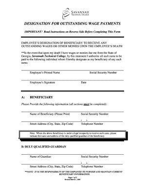 Georgia Employee Beneficiary Designation Form