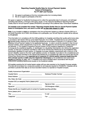 Reporting Hospital Quality Data Notice of Participation