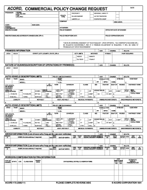 Commercial Insurance Policy Change Request