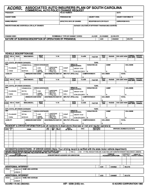 Commercial Auto Policy Change Request