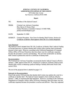 California Petition for Certificate of Identity Theft