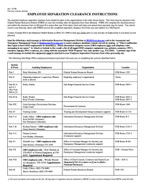 Employee Separation Clearance Form