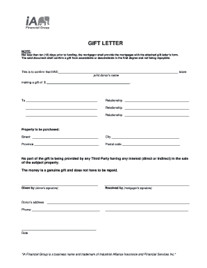 Mortgage Gift Letter