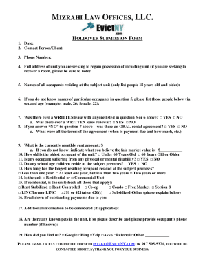 Holdover Submission Form