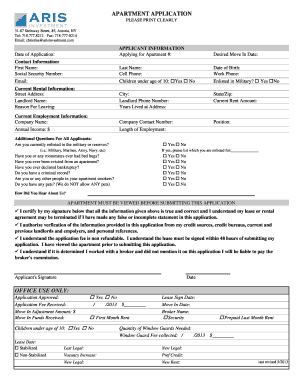Apartment Application Form
