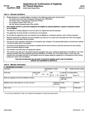 Application for Confirmation of Eligibility for Phased Departure