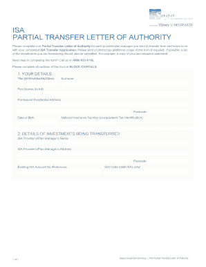 ISA Partial Transfer Letter of Authority