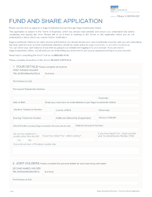 Saga Investment Account Application Form