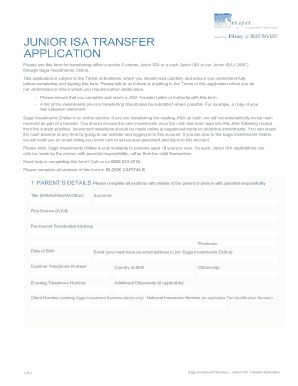 Junior ISA Transfer Application