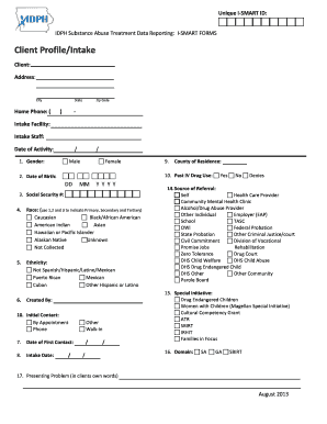 I-SMART Client Profile Intake Form