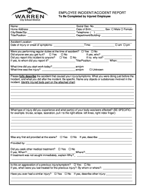 Employee Incident Accident Report
