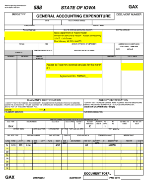 Iowa State Budget Expenditure Form 588