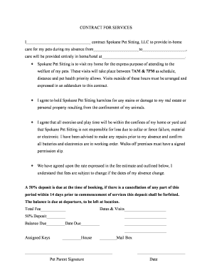 Contract for Pet Sitting Services