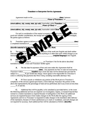 Translator or Interpreter Service Agreement