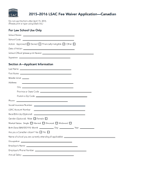 LSAC Fee Waiver Application