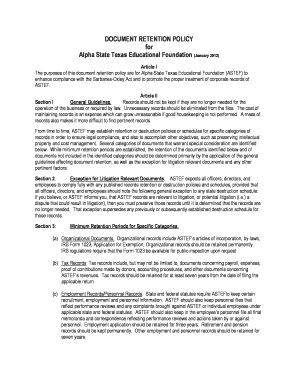 Policy - RETENTION POLICY - astef