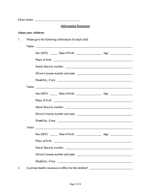 Parent-Child Relationship Suit Questionnaire
