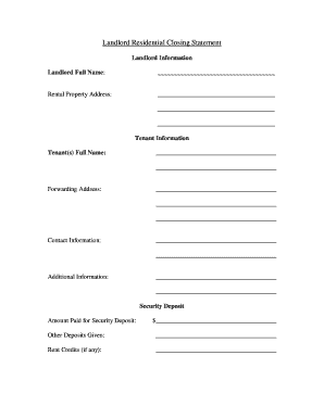 Residential Closing Statement
